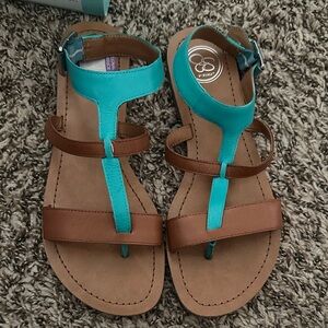 Jessica Simpson Teal and Brown Sandals